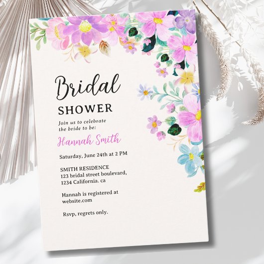 Flowers in pink tones boho summer Bridal Shower Einladung