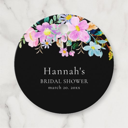 Flowers in pink tones boho summer Bridal Shower Geschenkanhänger (Vorderseite)