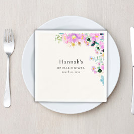 Flowers in pink tones boho summer Bridal Shower Serviette