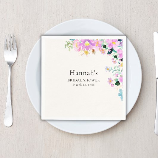 Flowers in pink tones boho summer Bridal Shower Serviette