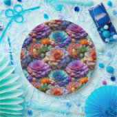 Flowers In Three D Pappteller (Party)