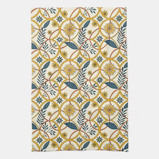 Flowers in Zircles Geschirrtuch (Vertikal)