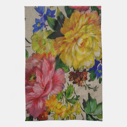 Flowers japandi colors texture geschirrtuch (Vertikal)