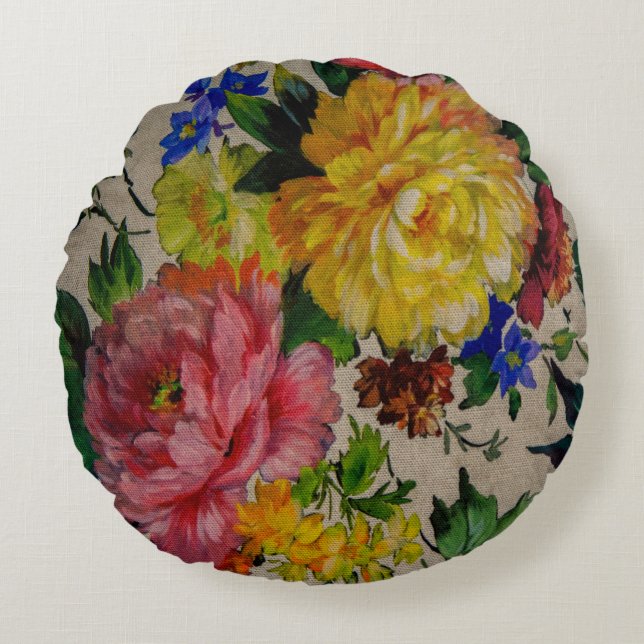 Flowers japandi colors texture rundes kissen (Vorderseite)