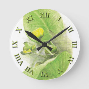 Flowers lilies Pencil Art Acrylic Wall Clock Runde Wanduhr