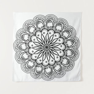 Flowers mandala hand drawing wandteppich