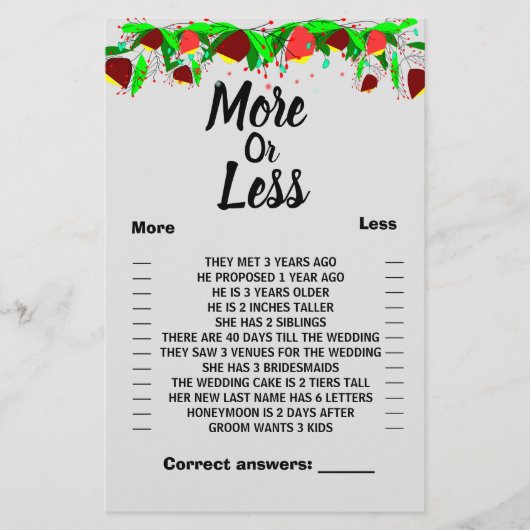 Flowers More or Paares, Shower Game Flyer (Vorne)