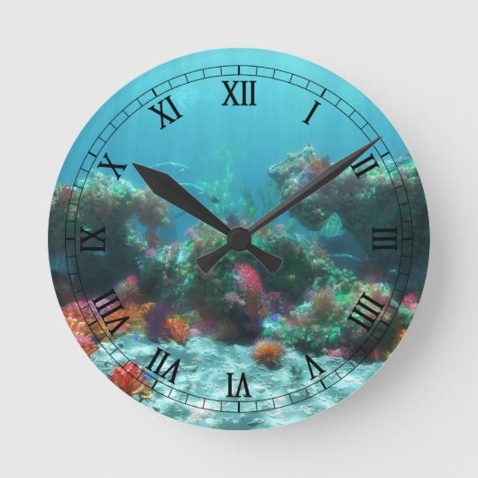 Flowers of the Sea Clock Runde Wanduhr (Vorderseite)