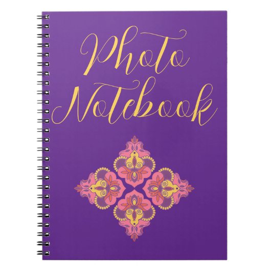 Flowers on Purple Spiral Photo Notebook Notizblock (Vorderseite)