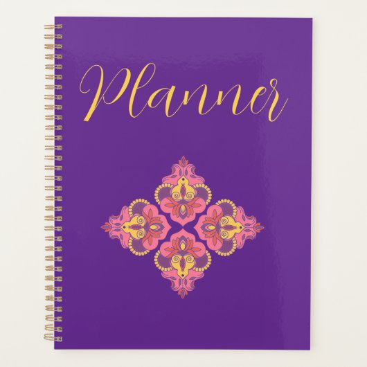 Flowers on Purple Spiral Photo Notebook Planer (Vorderseite)