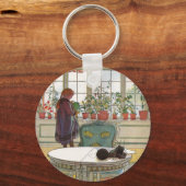 Flowers on the Windowsill by Carl Larsson Schlüsselanhänger (Vorderseite)