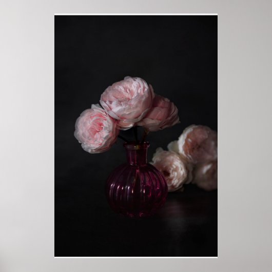 Flowers | Pale Pink Peonies in Vase Poster (Vorne)