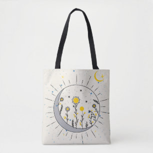 Flowers planet the sun and the moon graphic art tasche