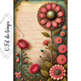 Flowers & Postcard Nr. 4 Vintage Tissue Paper Seidenpapier