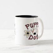 Flowers Puppy Dog Zweifarbige Tasse (VorderseiteRechts)