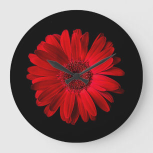 Flowers Red Gerbera Daisy Große Wanduhr