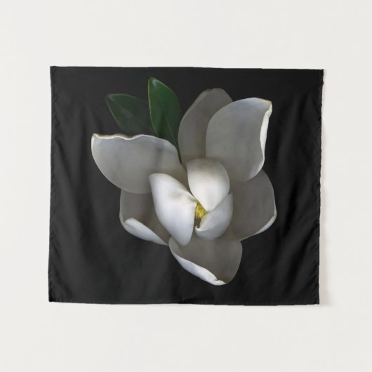 Flowers | Single White Magnolia Blossom Wandteppich (Vorderseite (Horizontal))