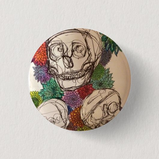 Flowers&Skulls Button (Vorderseite)