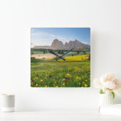 Flowers | Spring Alpe di Siusi Langkofel Quadratische Wanduhr (Zuhause)