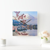 Flowers | Spring Cherry Blossoms Japan Quadratische Wanduhr (Zuhause)