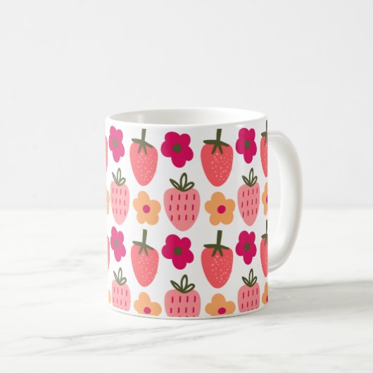 flowers & strawberries pattern kaffeetasse (VorderseiteRechts)