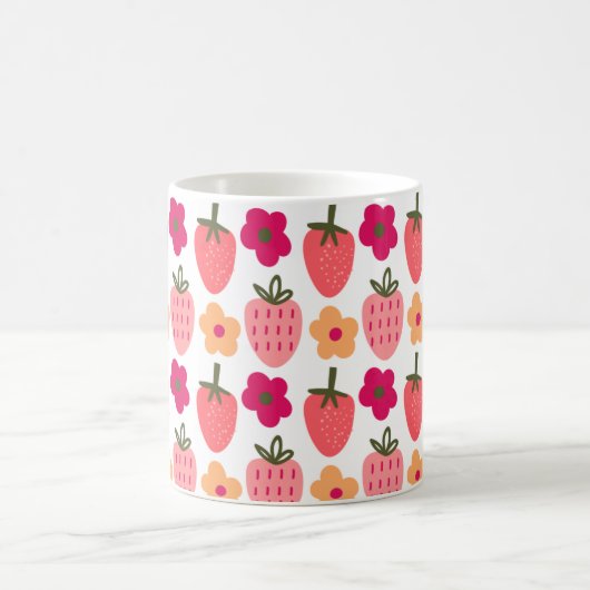 flowers & strawberries pattern  kaffeetasse (Mittel)