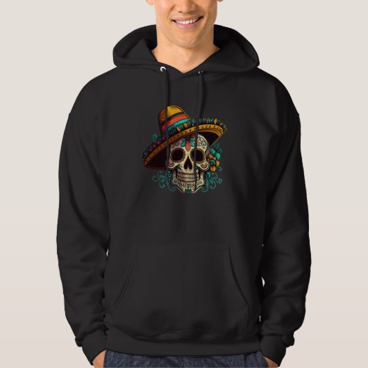 Flowers Sugar Skull Cinco De mayo Mexican Dia de L Hoodie (Vorderseite)
