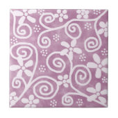Flowers Swirls Dusty Pink White Pattern Whimsical Fliese (Vorderseite)