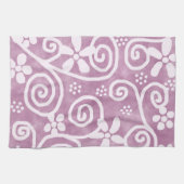 Flowers Swirls Dusty Pink White Pattern Whimsical Geschirrtuch (Horizontal)