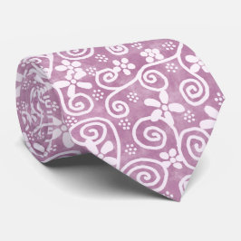 Flowers Swirls Dusty Pink White Pattern Whimsical Krawatte