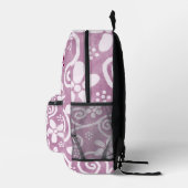 Flowers Swirls Pink White Pattern Personalized Bedruckter Rucksack (Rechts)