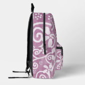 Flowers Swirls Pink White Pattern Personalized Bedruckter Rucksack (Links)