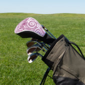 Flowers Swirls Pink White Pattern Personalized Golf Headcover (In SItu)