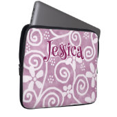 Flowers Swirls Pink White Pattern Personalized Laptopschutzhülle (Vorne Rechts)