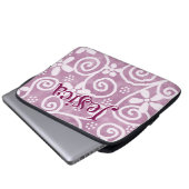 Flowers Swirls Pink White Pattern Personalized Laptopschutzhülle (Vorne Knopf)