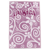 Flowers Swirls Pink White Pattern Personalized Mittlere Geschenktüte (Vorderseite)