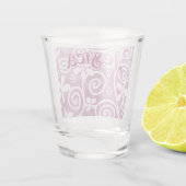 Flowers Swirls Pink White Pattern Personalized Schnapsglas (Rückseite)