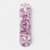 Flowers Swirls Pink White Pattern Personalized Skateboard (Vorne)