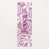 Flowers Swirls Pink White Pattern Personalized Yogamatte (Vorderseite)