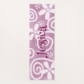 Flowers Swirls Pink White Pattern Personalized Yogamatte (Rückseite)