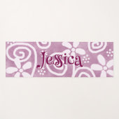 Flowers Swirls Pink White Pattern Personalized Yogamatte (Vorderseite (Horizontal))