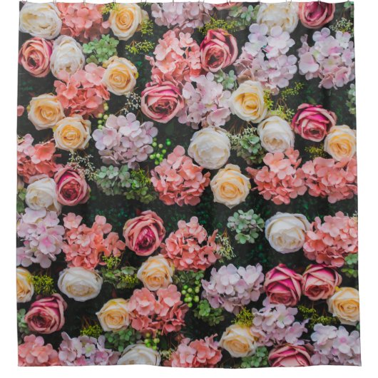 Flowers wall background vintage style. duschvorhang (Vorderseite)