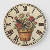 flowers - Wall Clock Große Wanduhr (Vorderseite)