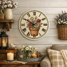 flowers - Wall Clock Große Wanduhr