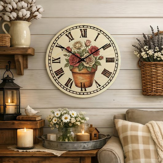 flowers - Wall Clock Große Wanduhr