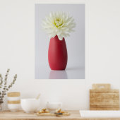 Flowers | White Dahlia in Red Vase Poster (Küche)