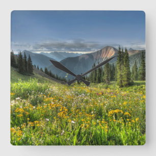 Flowers   Wildflowers Silverton Colorado Quadratische Wanduhr