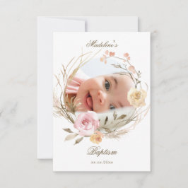 flowers wreath Baptism small thank you cards Einladung