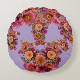 Flowers Zinnia Bouquet Maureen Girard Colorful Rundes Kissen