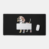 Flowery Beagle Silhuette Design Schreibtischunterlage (Tastatur & Maus)